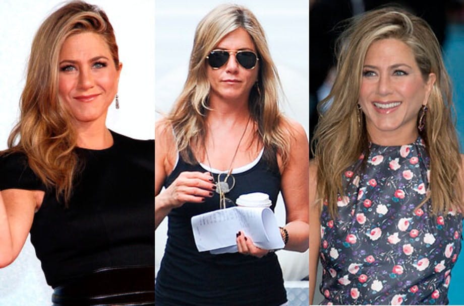 Slik styler Jennifer Aniston sitt lange hår med lengder frisyre med sideskill